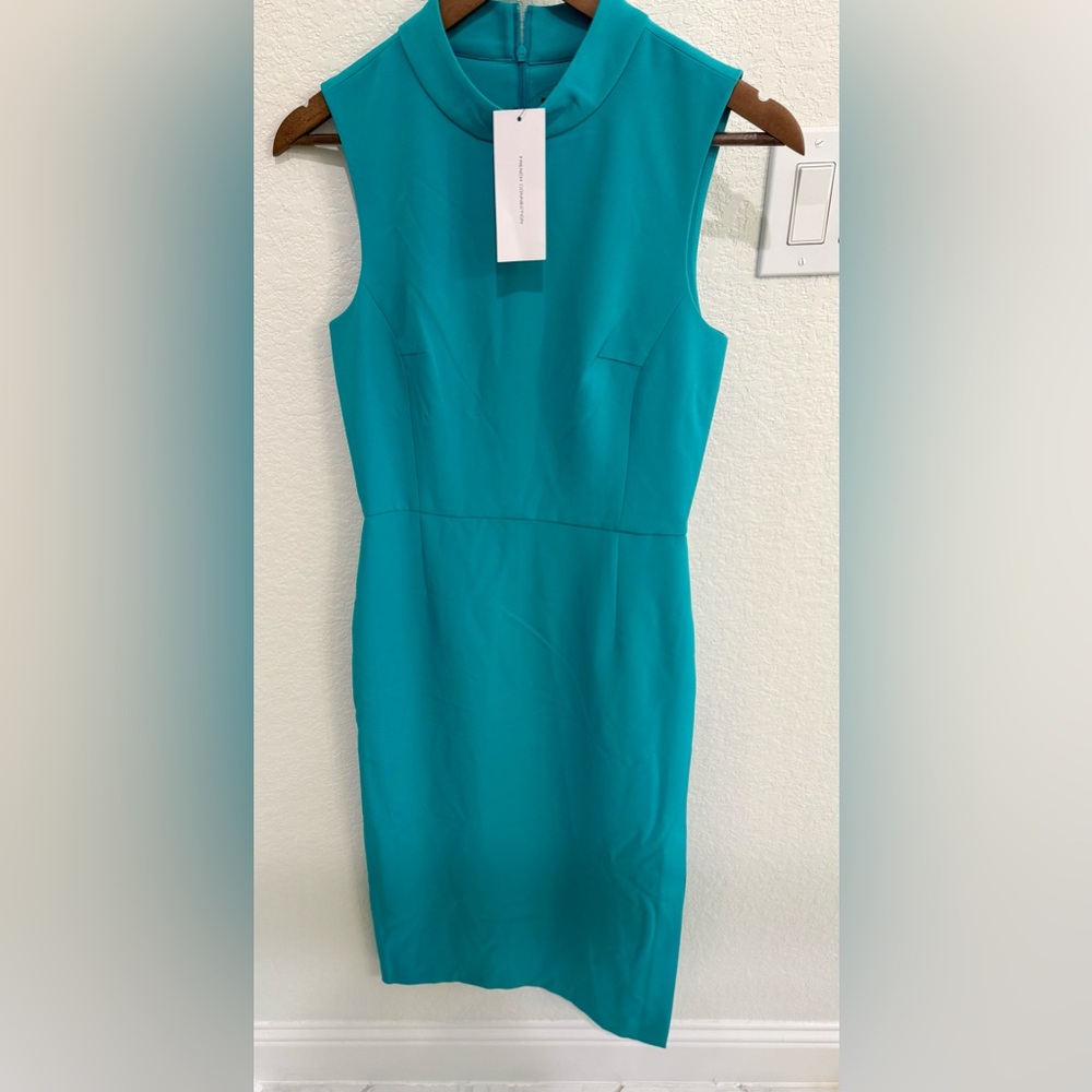 French Connection Blue Crew Neck Sheath Midi Dress
